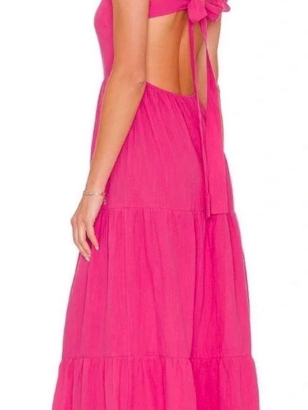 SNDYS Open-Back Tiered Maxi Dress - Hot Pink sold out on Revolve size XS